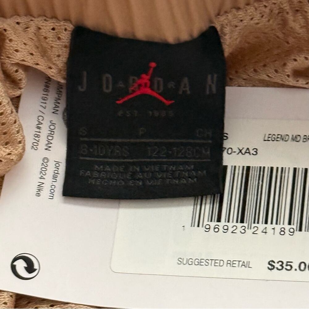 Jordan Nike Jumpman High Flying Shorts Tan Girls Size Small Athletic New - Picture 5 of 7